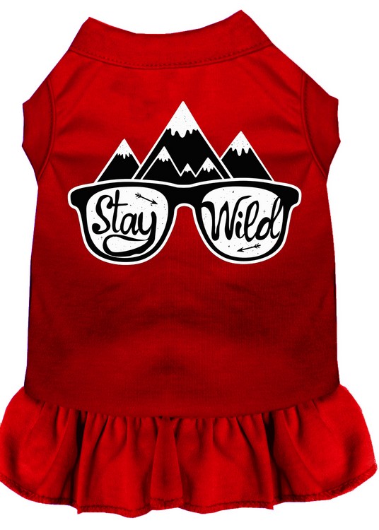 Stay Wild Screen Print Dog Dress Red Sm